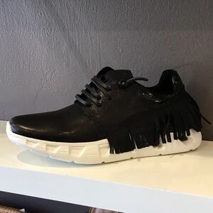 Black and White Fringe Athletic Shoes